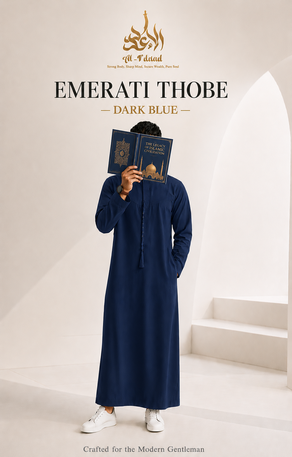 "Dark Blue” Luxury Emirati Thobe view 4